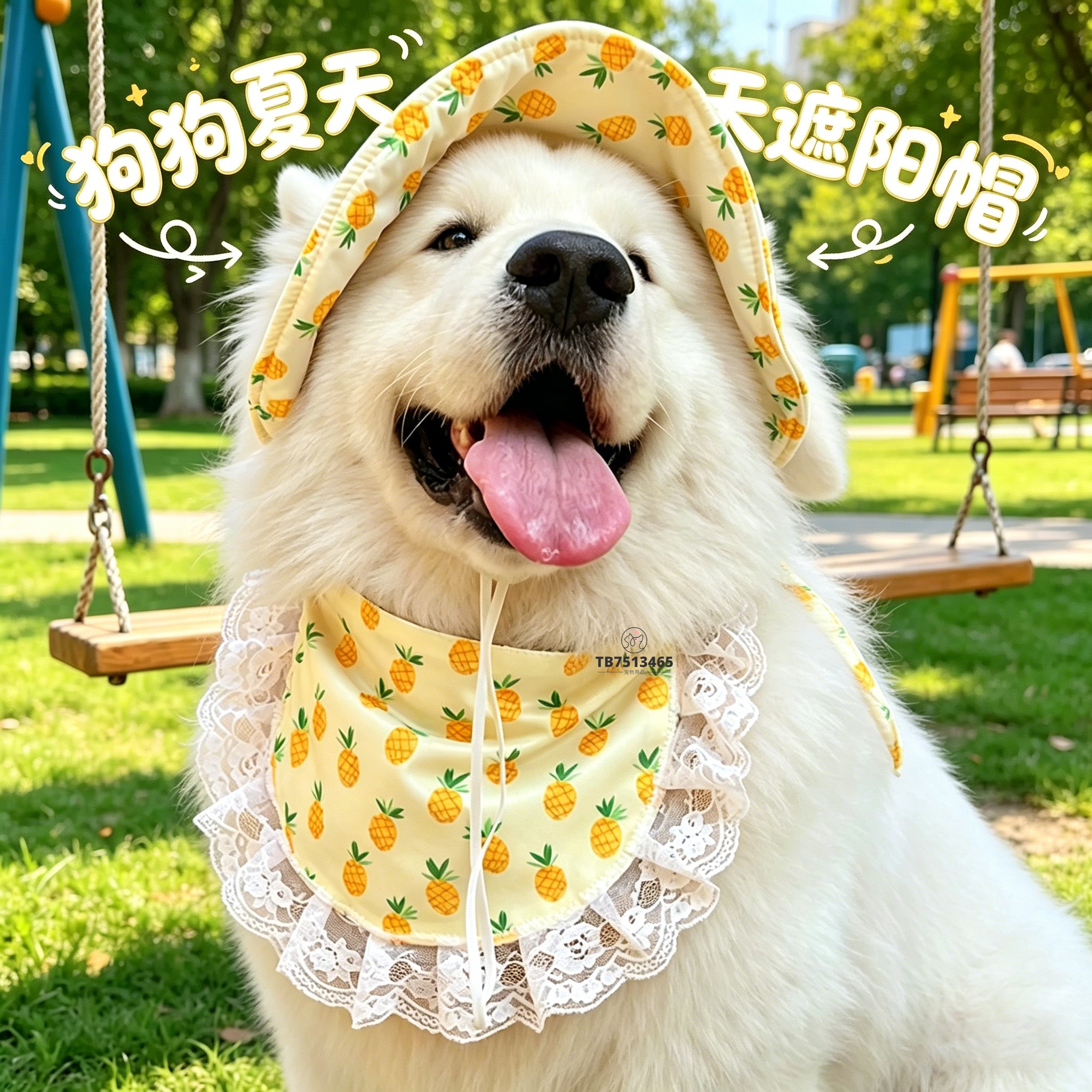 萨摩耶专用狗狗帽子露耳朵大型犬防晒遮阳帽宠物大狗渔夫帽太阳帽