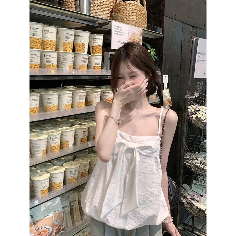 甜美风设计感蝴蝶结吊带