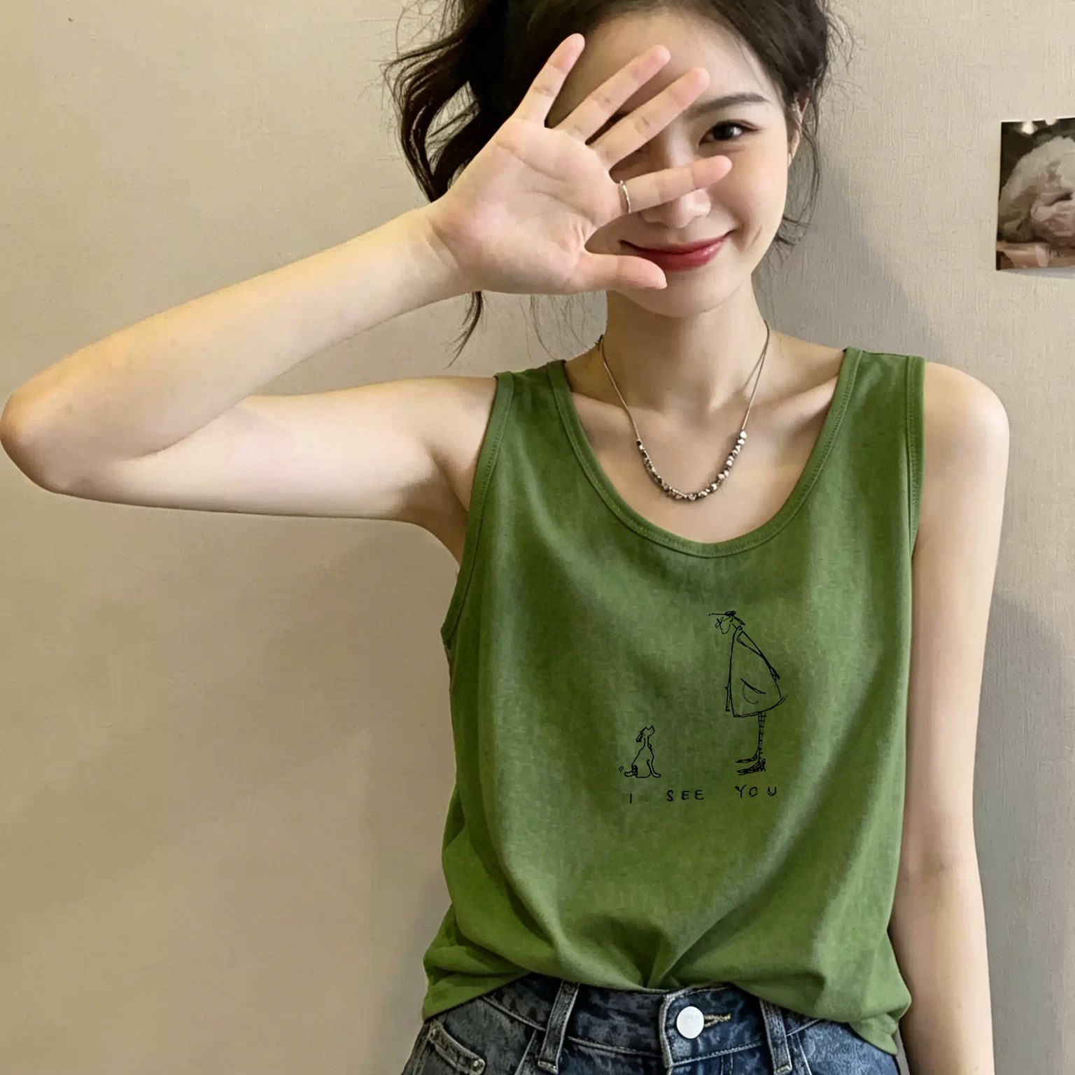背心甜美樱桃蝴蝶结上衣