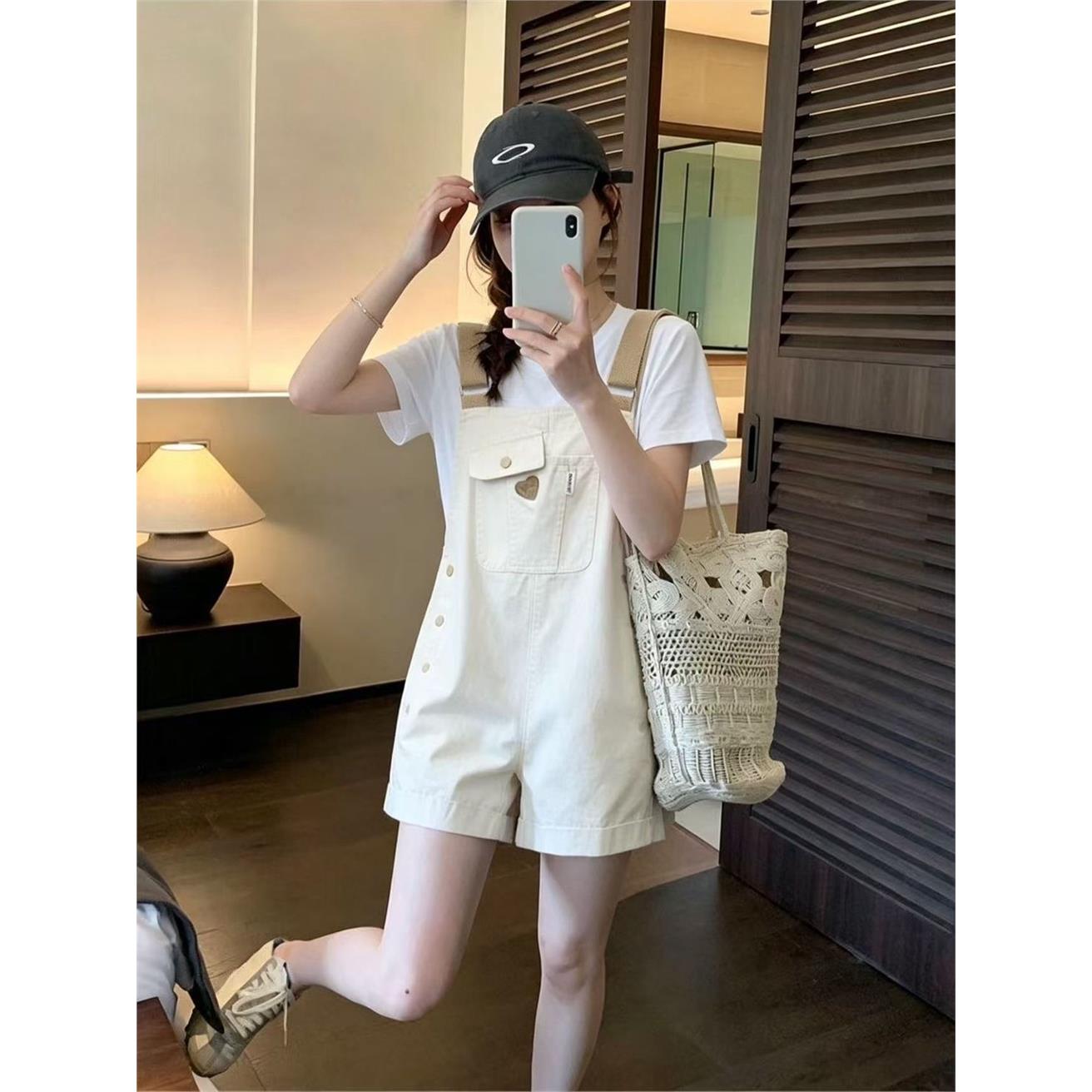 韩版休闲背带裤套装女夏