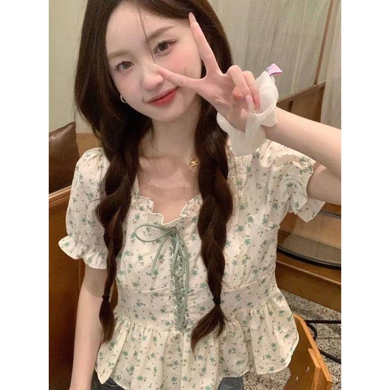 夏季甜美少女感系带法式