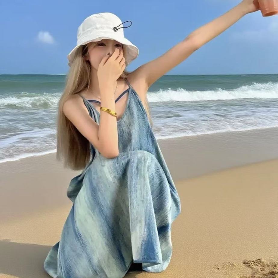 海边度假沙滩裙子法式扎