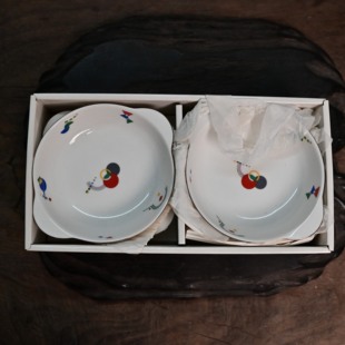 日本回流双耳瓷碗一套