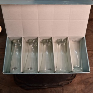 日本回流手工硝子高腰啤酒杯红酒杯奶茶杯一套5只