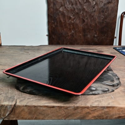 日本回流大漆木粉造茶盘老松