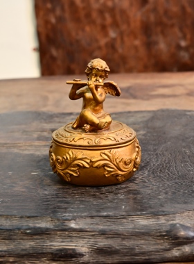 日本回流小天使合金摆件收纳小盒