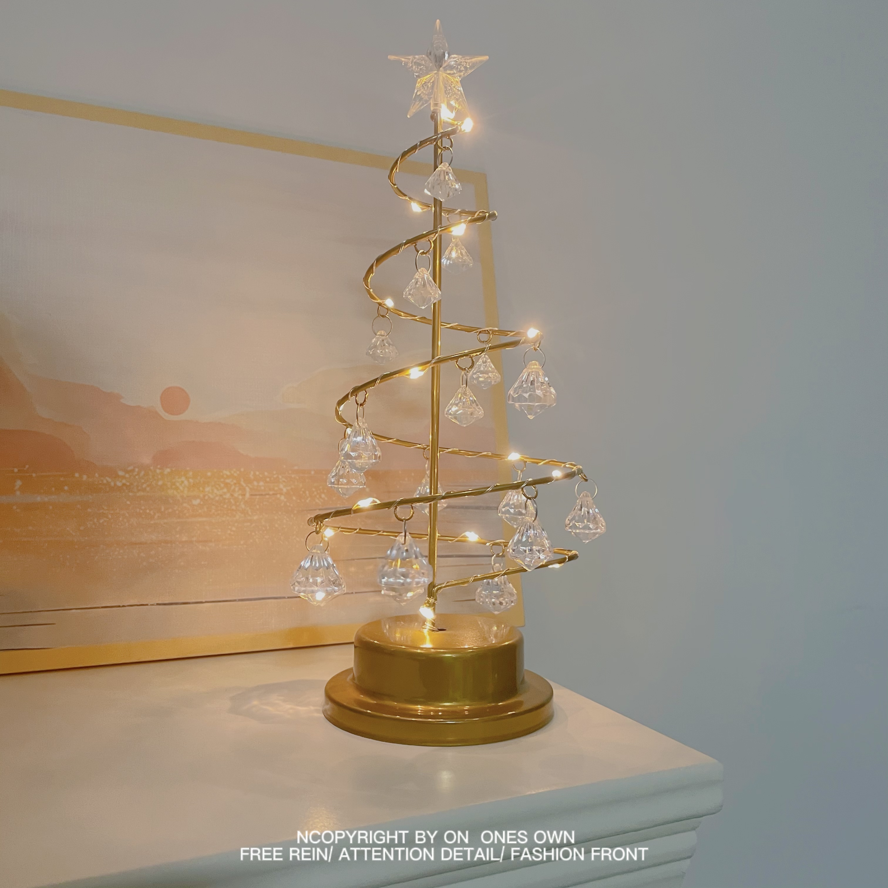 “圣诞树小夜灯”水晶星星灯少女卧室装饰氛围灯摆件节日圣诞礼物