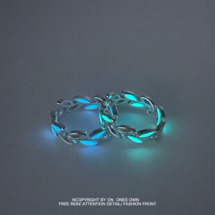 无聊了戴个能发光的树叶!创意夜光树枝枝条叶子 皓石铜 戒指