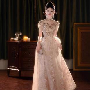 新中式年会主持晚宴礼服裙女高端订婚敬酒服高级感艺考生日成人