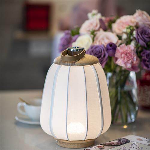 触控可变光触摸复古实木亚麻手绘台灯无线充电床头灯夜灯手提灯