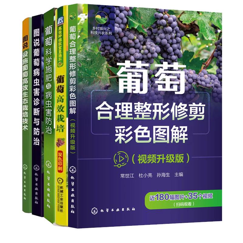【全5册】葡萄合理整形修剪彩色图解+葡萄高效栽培+葡萄科学施肥与病虫害治+图说设施葡萄高效生态栽培技术