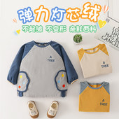 秋冬宝宝罩衣弹力灯芯绒防水防脏反穿衣婴幼儿吃饭护衣幼儿园围兜