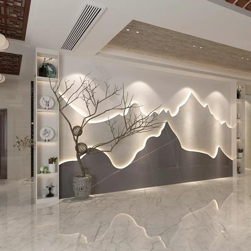 新積層岩板テレビj機象景壁ホール装飾客理石会社フロントホテルホールカウンター形