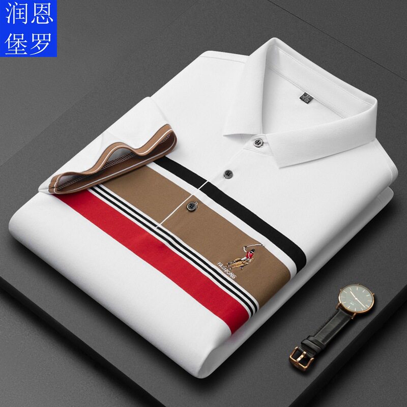 保罗正品95%棉男士条纹短袖T恤PO