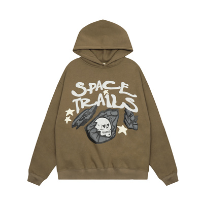 美式街头风BROKENPLANET发泡字母印花连帽卫衣男女加绒重磅帽衫潮