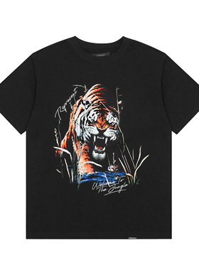 REPRESENT欧美高街风丛林老虎印花短袖T恤男女款宽松圆领纯棉潮牌