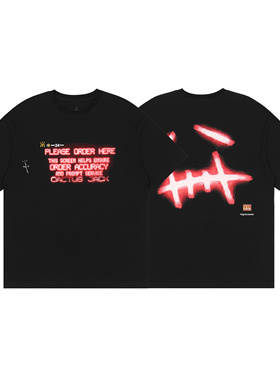 travisScott短袖T恤字母印花宽松百搭欧美潮牌ins设计感圆领夏季