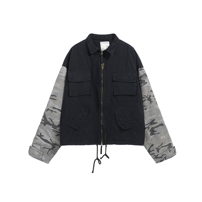 Undermycar宽松撞色迷彩夹克外套