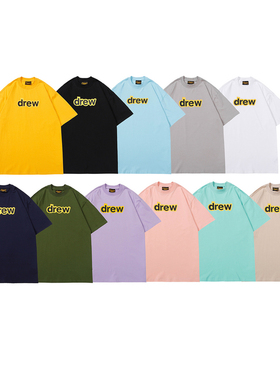 DREW笑脸比伯同款美式高街潮牌字母印花宽松纯棉男女情侣短袖T恤