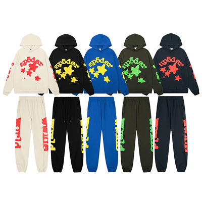 Sp5der美式潮牌连帽卫衣束脚裤套装男女秋长袖运动休闲宽松高街风