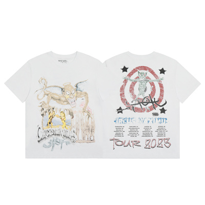 TRAVISSCOTT潮牌涂鸦印花短袖T恤男女宽松纯棉摇滚乐队街拍上衣夏