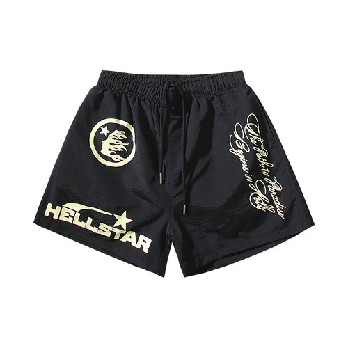 地狱之星印花休闲短裤男女款黑色系绳宽松运动裤嘻哈风夏季沙滩裤