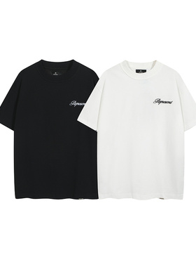 Represent美潮高街夏季百搭休闲男款字母刺绣宽松重磅纯棉短袖T恤