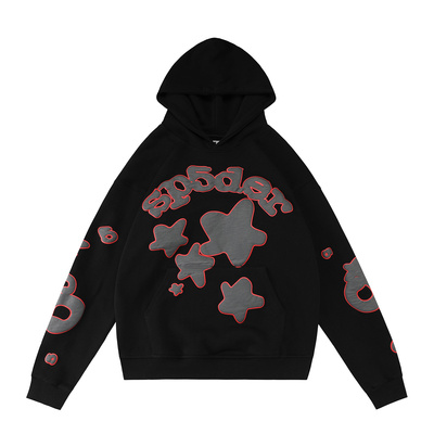 SP5der潮牌风连帽卫衣男女星星图案字母印花宽松套头上衣长袖秋冬