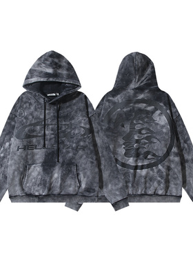 美式复古做旧连帽卫衣男女情侣宽松洗水做旧印花套头上衣VINTAGE