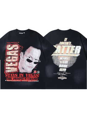 美式嘻哈风字母印花短袖T恤Allthestars男女宽松洗水高街潮牌上衣