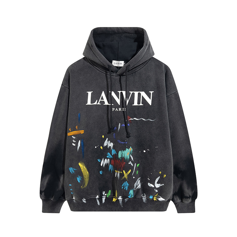 thumbnail for Gallery Dept Trendy High Street Retro Vintage Splatter Graffiti Loose pure cotton Hooded Sweatshirt
