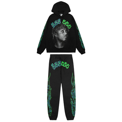 Sp5der高街风连帽卫衣套装男女秋季长袖印花休闲运动套装潮流毛圈