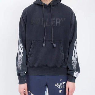 GALLERY DEPT美潮卫衣男女同款火焰麒麟臂印花宽松纯棉重磅连帽衫