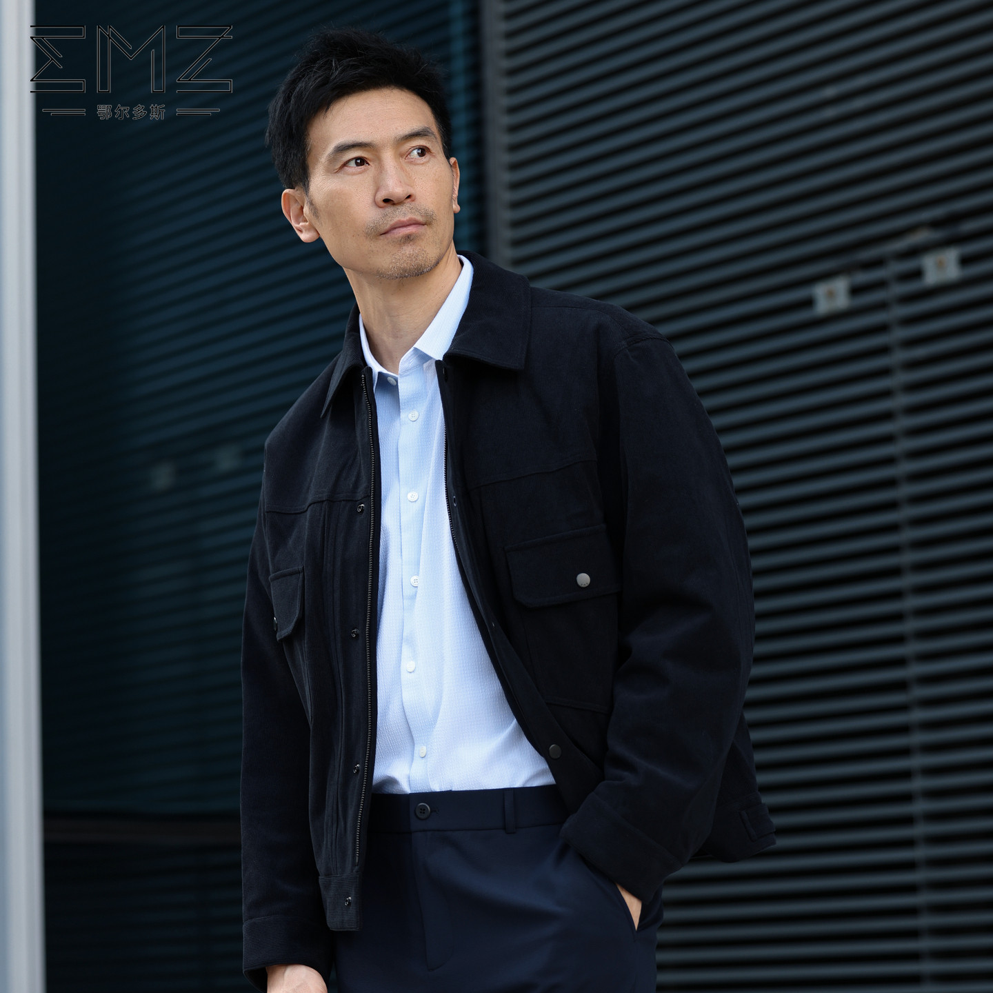 【白鹅绒】EMZ鄂尔多斯秋冬新款休闲保暖灯芯绒薄款羽绒服外套男