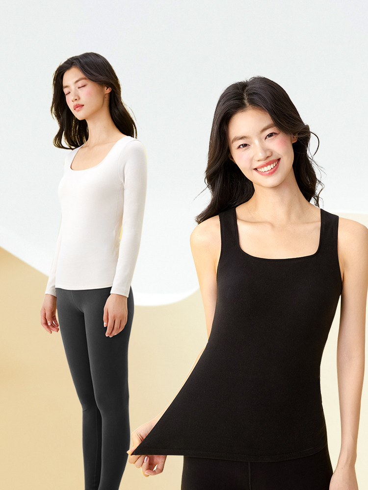 여성용 내부 내부 패딩 보온 속옷 가을 겨울 내부 레이어링 탑 몸에 꼭 맞는 근육 기반 조끼 보온복