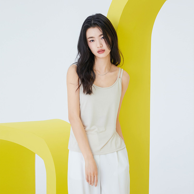 内茵吊带背心女内搭夏季带胸垫抹胸宽松打底冰丝外穿免穿文胸上衣