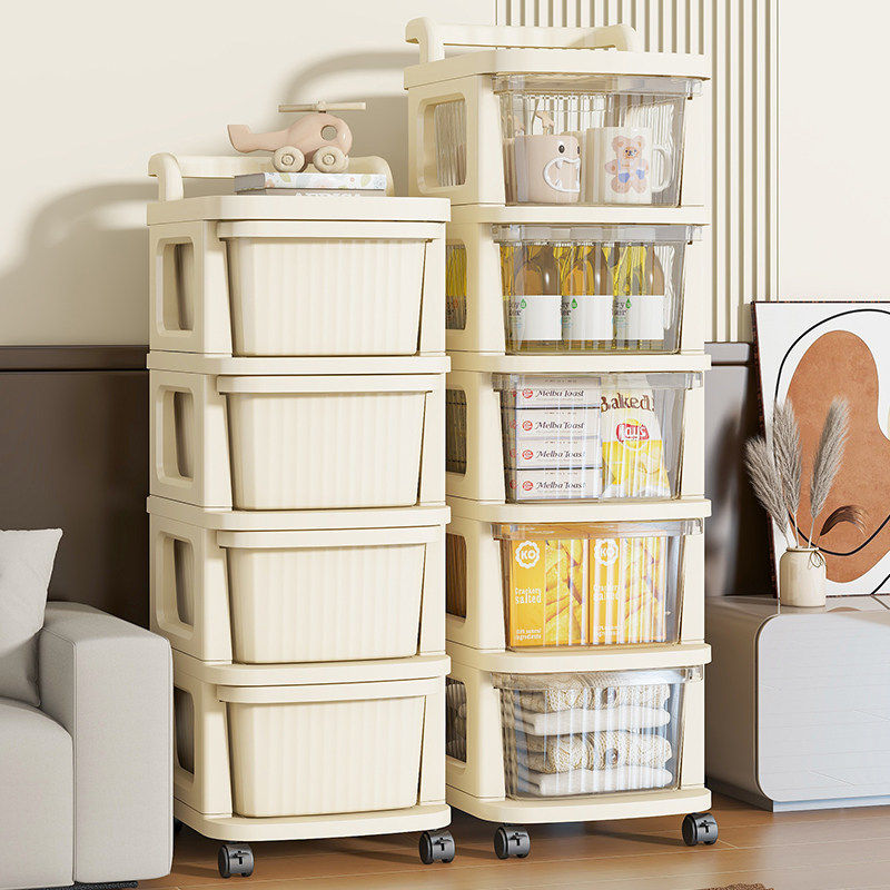 多层落地置物架带抽屉式厨房收纳盒零食架子玩具小推车客厅储物柜,收纳整理,家用收纳手推车,淘宝优惠券,粉丝福利购,淘宝优惠卷