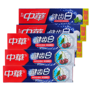 中华健齿白牙膏105g*6支装清新口气薄荷果香味亲清洁牙齿牙垢口腔