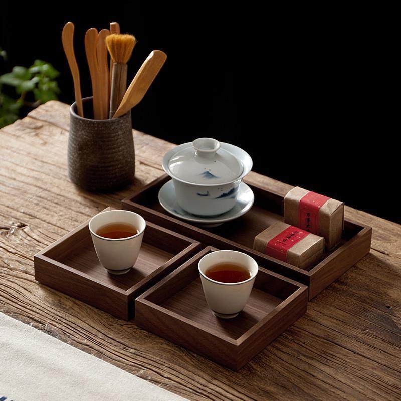 黑胡桃实木托盘日式长方形茶盘木质托盘家用茶水杯水具托盘六件套,餐饮具,餐用托盘,淘宝优惠券,粉丝福利购,淘宝优惠卷