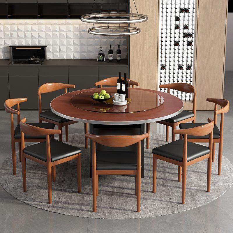 中式客厅餐桌椅组合餐桌酒店家用圆桌转盘圆形电磁炉饭店吃饭桌子,住宅家具,板木餐桌,淘宝优惠券,粉丝福利购,淘宝优惠卷