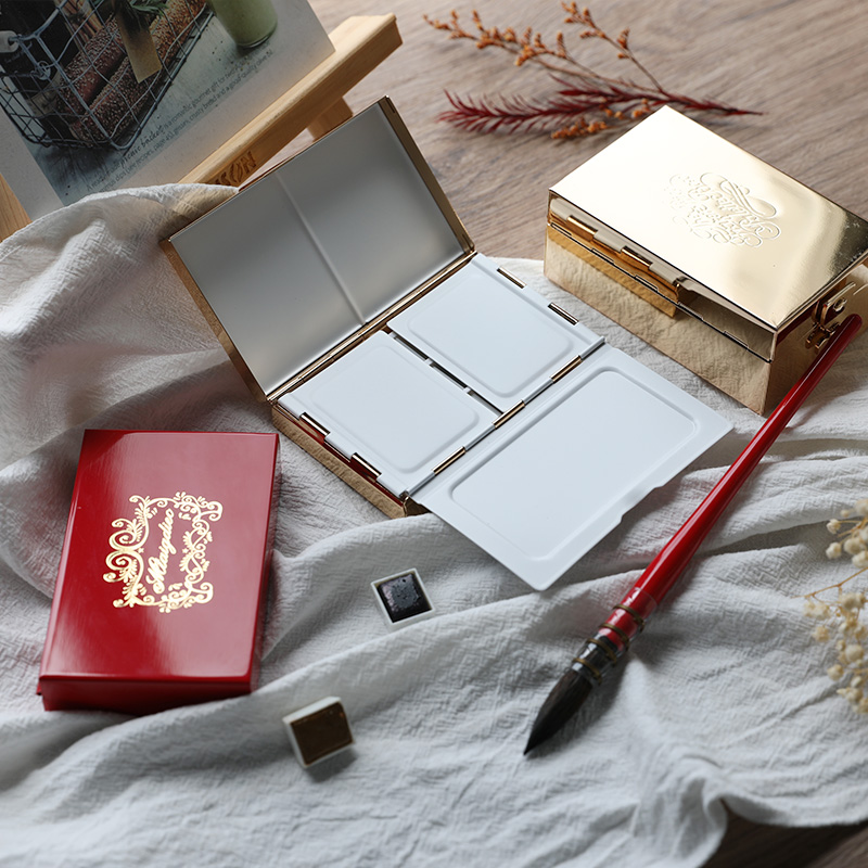 黄铜电镀水彩盒便携调色盒盘画架