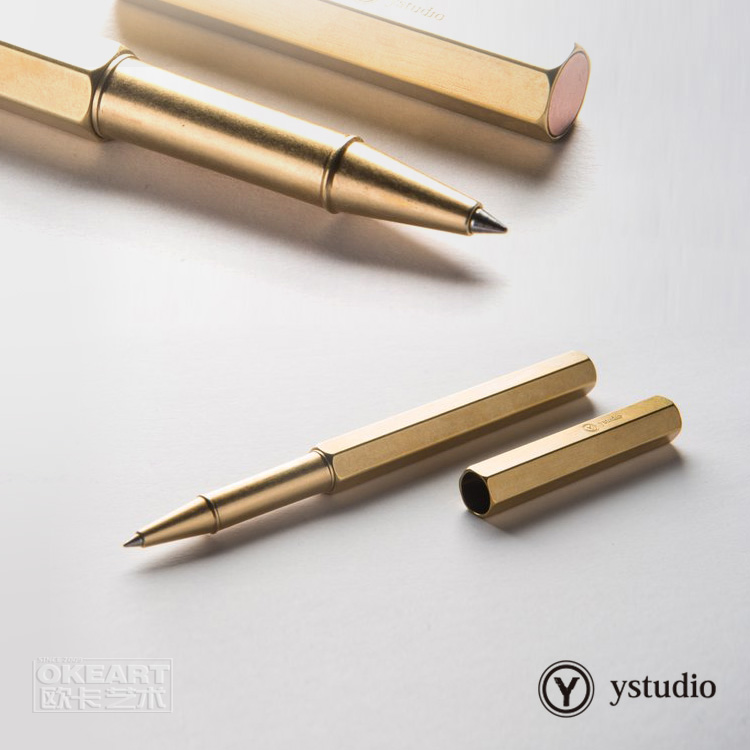 中国台湾进口YSTUDIO物外设计黄铜钢珠笔签字笔宝珠笔经典滚珠笔礼品送礼金属中性笔高档金属走珠笔
