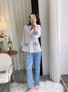 2024新款 休闲可外穿家居服 秋冬季 金丝绒睡衣女高级感拼色烫钻法式