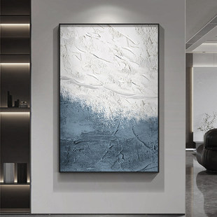 现代抽象玄关装饰画蓝色肌理走廊过道挂画北欧客厅沙发背景墙壁画