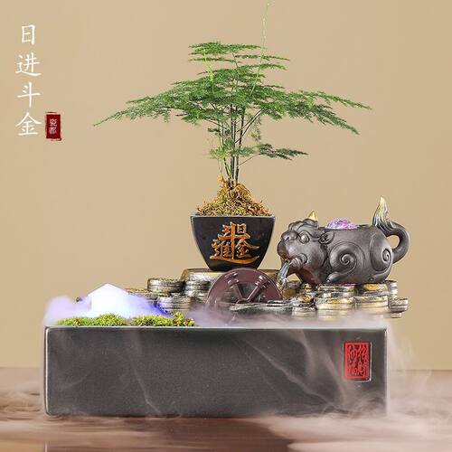中式招财流水摆件循环水