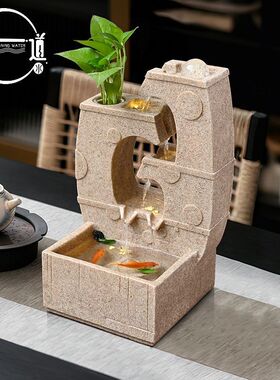 一道水砂岩石招财流水摆