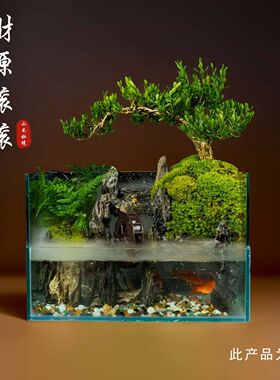 成品鱼缸桌面绿植流水景