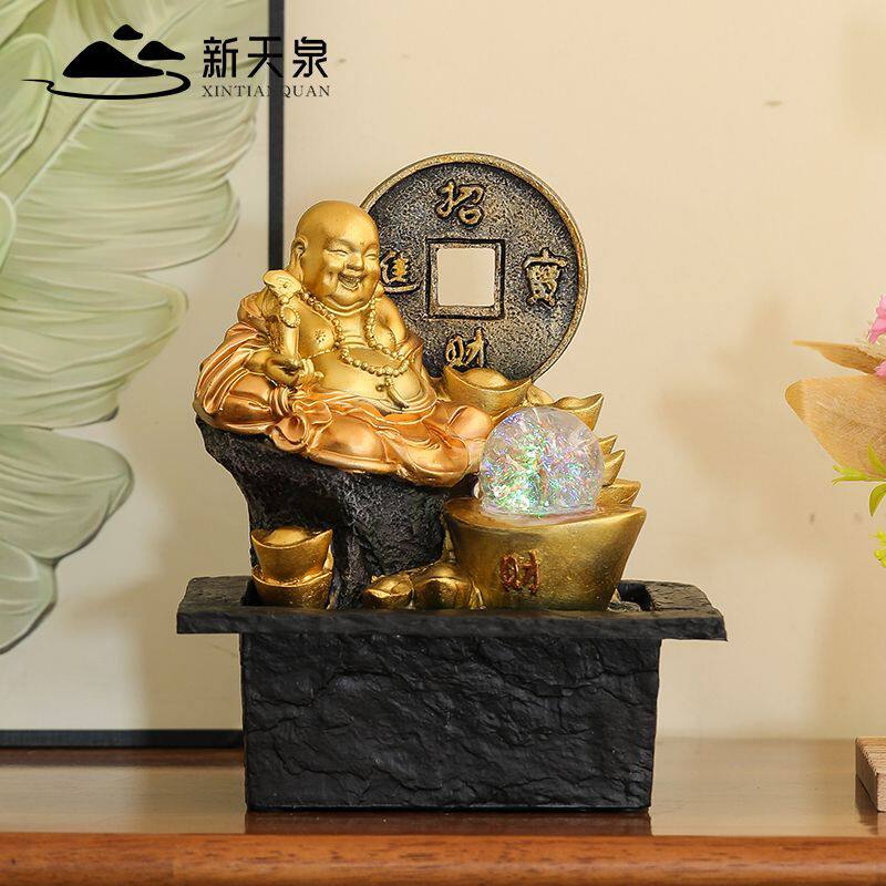 中式禅意客厅风水球招财流水生财摆件循环水冬季加湿器乔迁送礼物