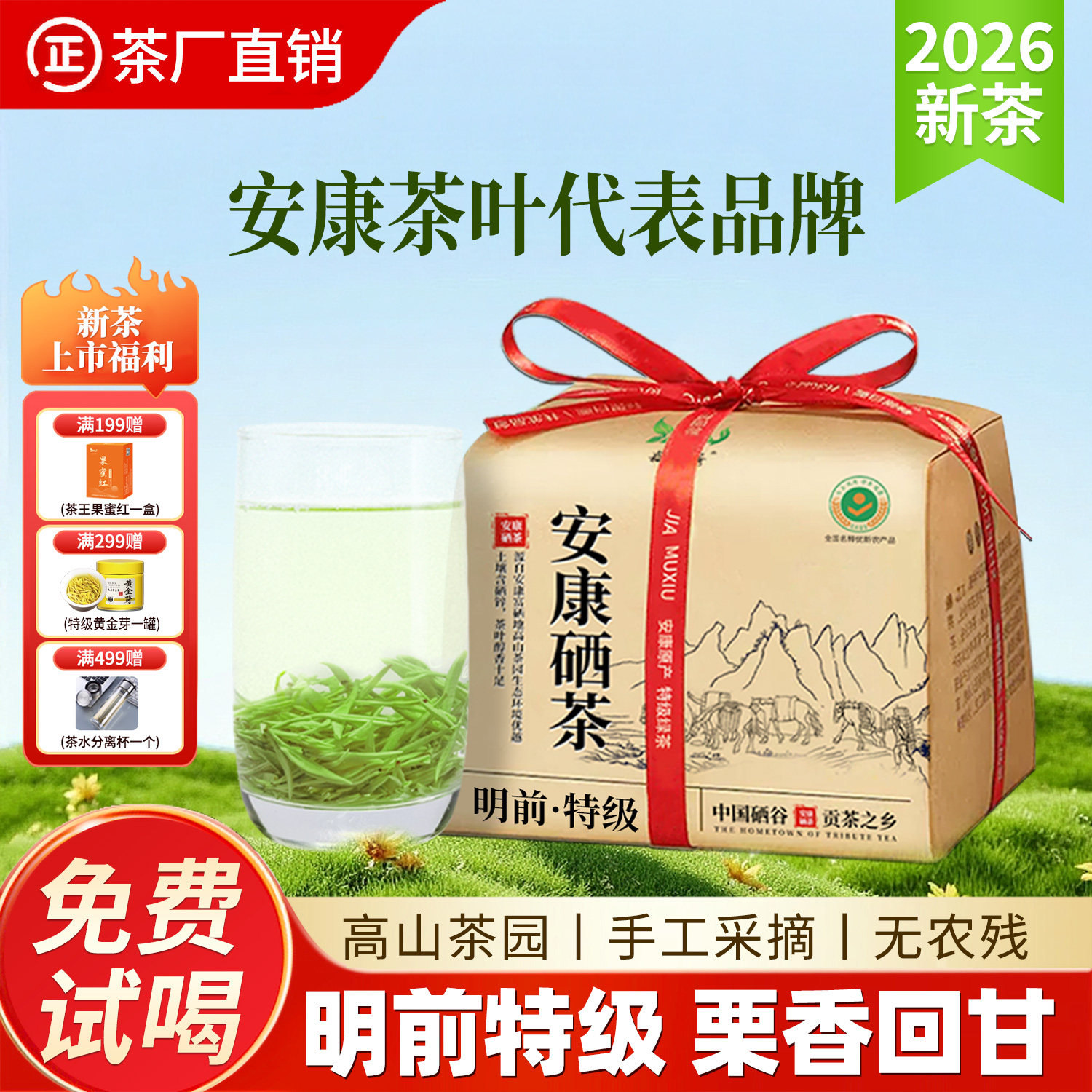 茶叶2026新茶高端自己喝明前绿茶特一级毛尖安康紫阳富硒茶产区