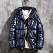 棉衣男士 2021冬季 加厚棉袄立领亮面青少年面包服宽松保暖连帽外套